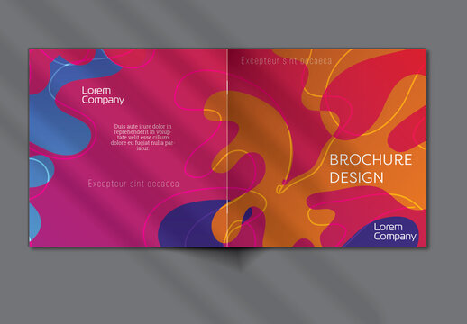 Brochure Cover Layout with Gradient Abstract Wavy Shapes and Lines