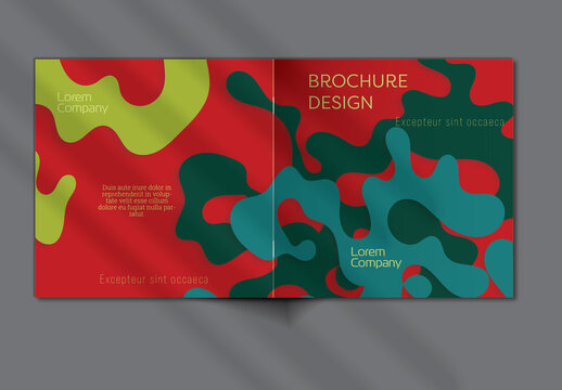 Brochure Cover Layout with Paper Cut Wavy Overlapping Shapes