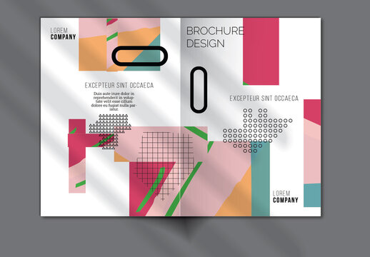 Brochure Cover Layout Geometric Shapes and Abstract Bright Rectangles on White