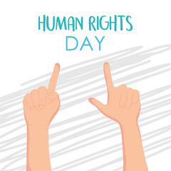 human rights design with hands pointing up