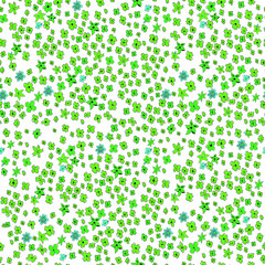 Seamless vector illustration with  green and blue flowers. Ditsy print. Elegant template for fashion prints. Delicate floral pattern.