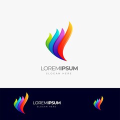 Fulcolor abstract fire or wave logo creative concept perfect for business enterprises. Vector Illustrations