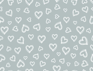 White hearts on a grey background. Seamless pattern. Vector illustration. Other heart patterns in my collection.