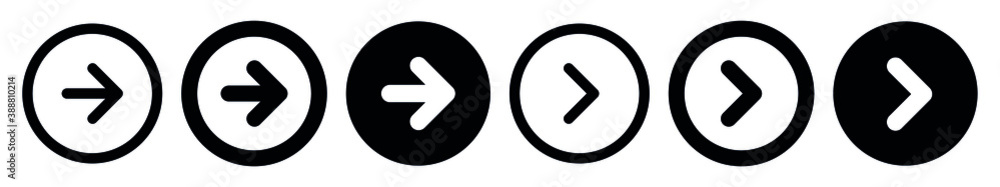 Aufkleber right arrow with circle, next icon for apps and websites