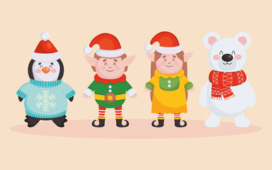 christmas characters standing