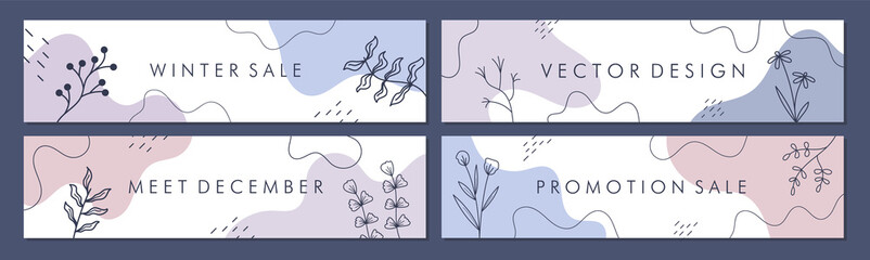 Sale banner template collection for promotion sale. Editable banner for social media post, website and internet ads. Winter and new year sale.