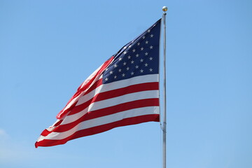 USA flag fluttering in the wind