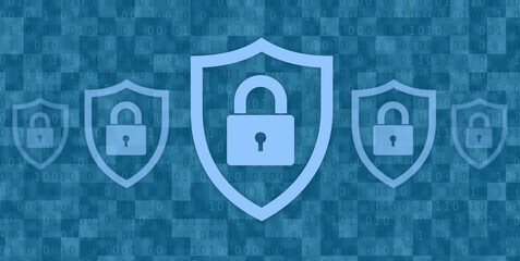 Illustration of padlocks with keyhole icon in the guard shield