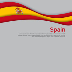Abstract waving spain flag. Paper cut style. Creative background for spain patriotic holiday card design. National poster. Spanish state patriotic cover, flyer. Vector design