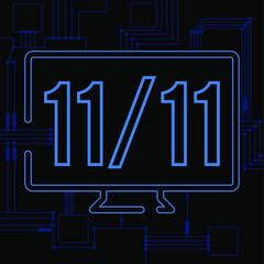 Global sale November 11. Sales banner for shops. Discount sale design. Festive decoration for sales