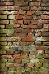 red brick wall texture grunge background with vignetted corners to interior design