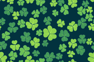 Clover irish shamrock green seamless pattern. Saint Patricks Day clover background.