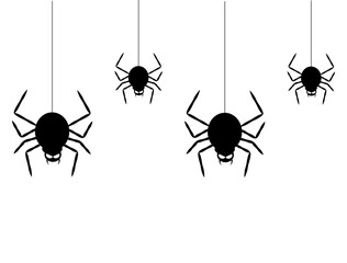 Silhouette spiders isolated on white background, vector illustration