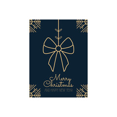 christmas minimalist card with decorative bow hanging, colorful design