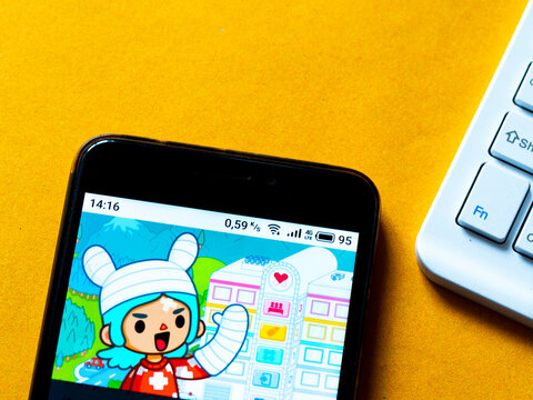 In this photo illustration a Toca Life: Hospital appliance by Toca Boca AB logo is seen displayed on a smartphone