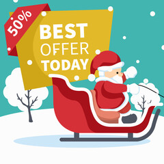 Design of santa claus in his sleigh with sale poster
