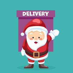 Design of santa claus making delivery