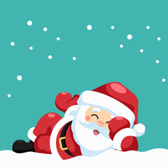 Design of happy santa claus lying down