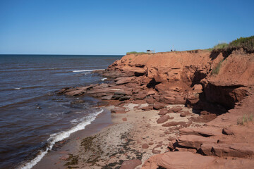 Beautiful ocean on a sunny day at Cavendish Beach in Prince Edward Island, Canada