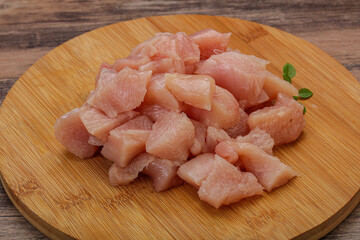 Raw diced chicken for cooking