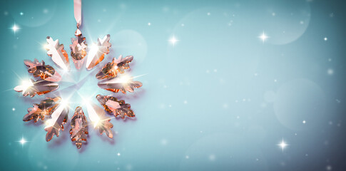 Christmas banner or header Ice blue
