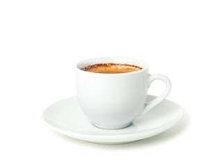 white cup with coffee, a cup of espresso, isolated