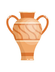 Greek vase in ancient style as template for Interior. Greece culture ceramic urn in traditional color and form. Vector greek antiquity amphora
