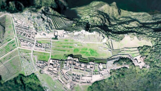 Machu Picchu Top View Animation 3D Render