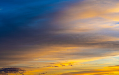 Naklejka na ściany i meble dusk with awesome sunset sky from Golden hour to blue hour