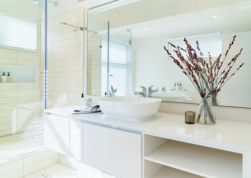 Modern white luxury home showcase bathroom