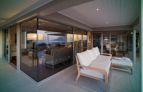 Sofa on luxury home showcase exterior patio