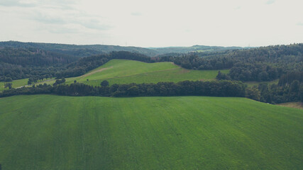 Fototapeta na wymiar aerial view of grassland in a long perspectiv