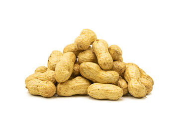 Heap of fresh peanuts on isolated white background