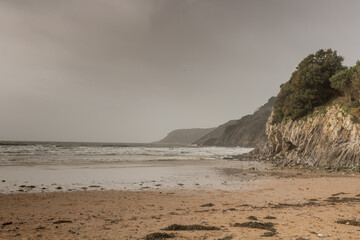 beach and sea on a stormy day