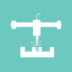 Minimal logo-icon representation of a CNC machine in milling action.