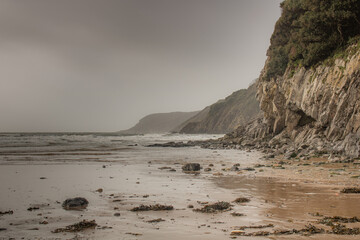 beach and sea on a stormy day