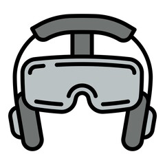Headset game glasses icon. Outline headset game glasses vector icon for web design isolated on white background