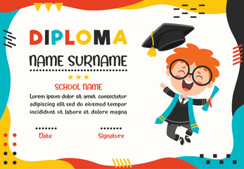 Funny Little School Kid Character