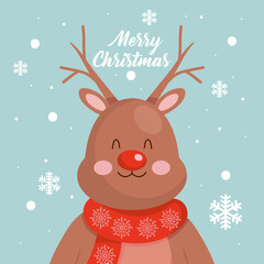 merry christmas design with christmas deer icon