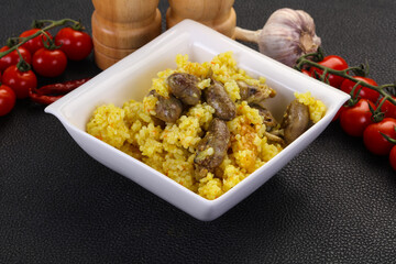 Rice with Chicken hearts