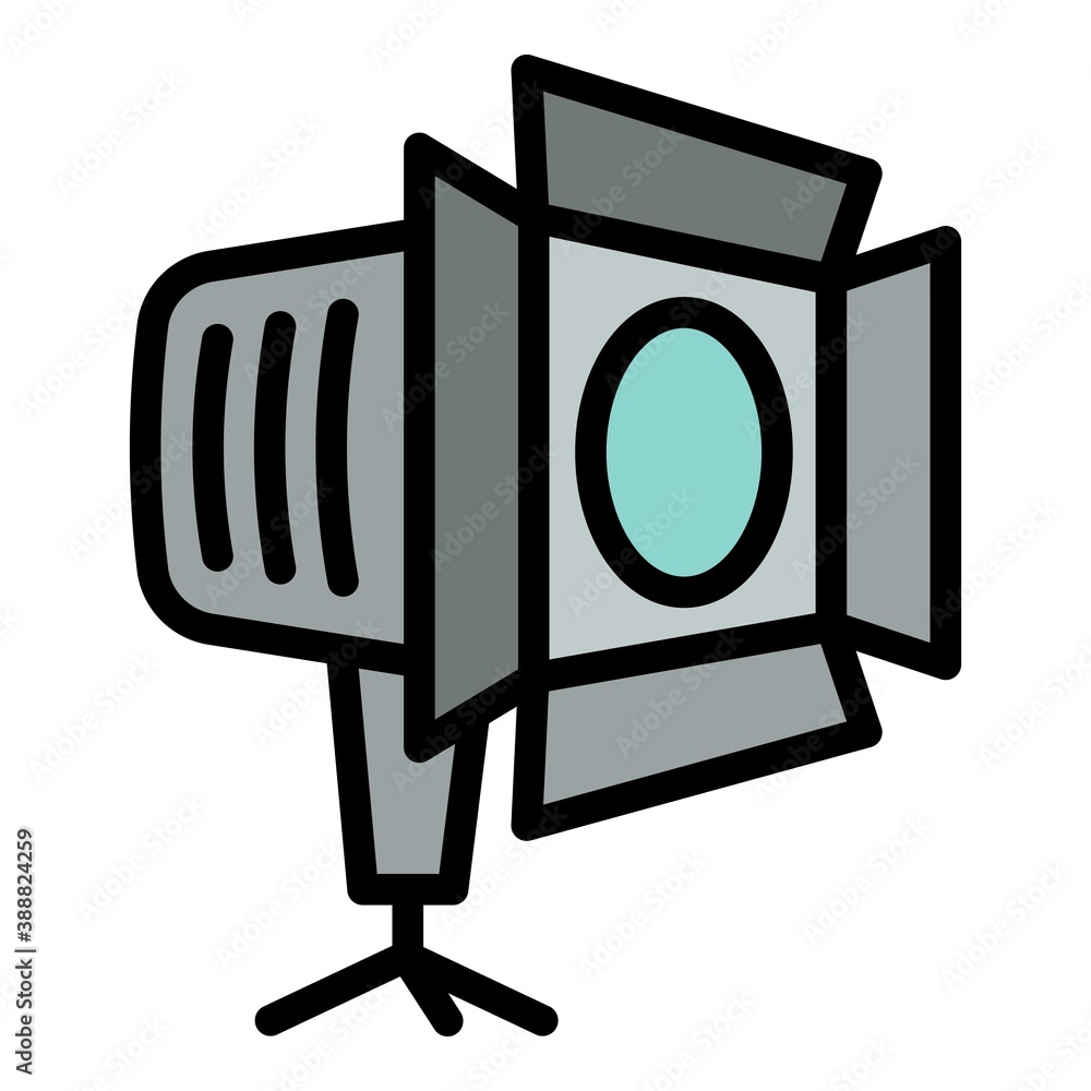Poster camera studio spotlight icon. outline camera studio spotlight vector icon for web design isolated on