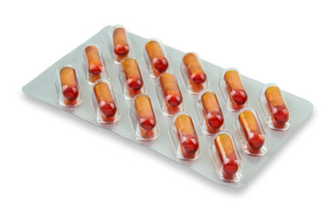 Curcuma Capsules isolated against white background