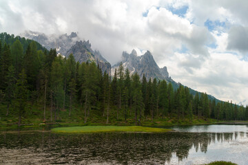 The lake of Misurina, Dolomites, at summer