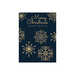 christmas minimalist card with decorative snowflakes, colorful design