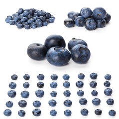 Group of fresh blueberries isolated on white background . full depth of field