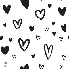 Heart doodles texture. Hand drawn valentine's day pattern. Hearts background.