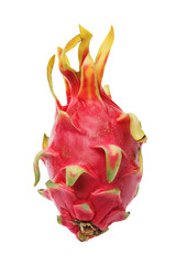 Whole  fresh dragon fruit or pitahaya isolated at white background.