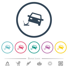 Car repair flat color icons in round outlines