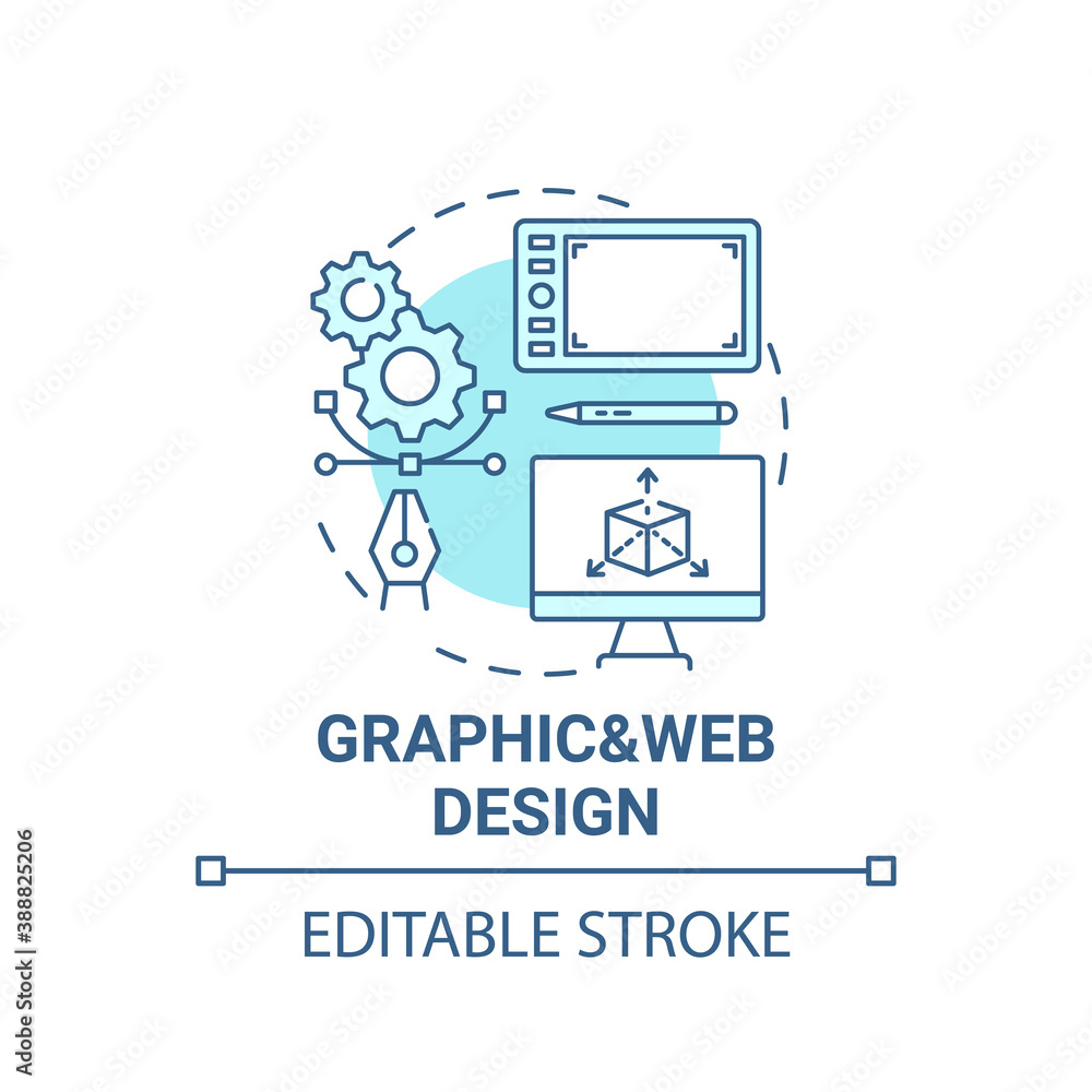 Poster graphic and web design concept icon. top careers in it for creative thinkers. creation of vector gra