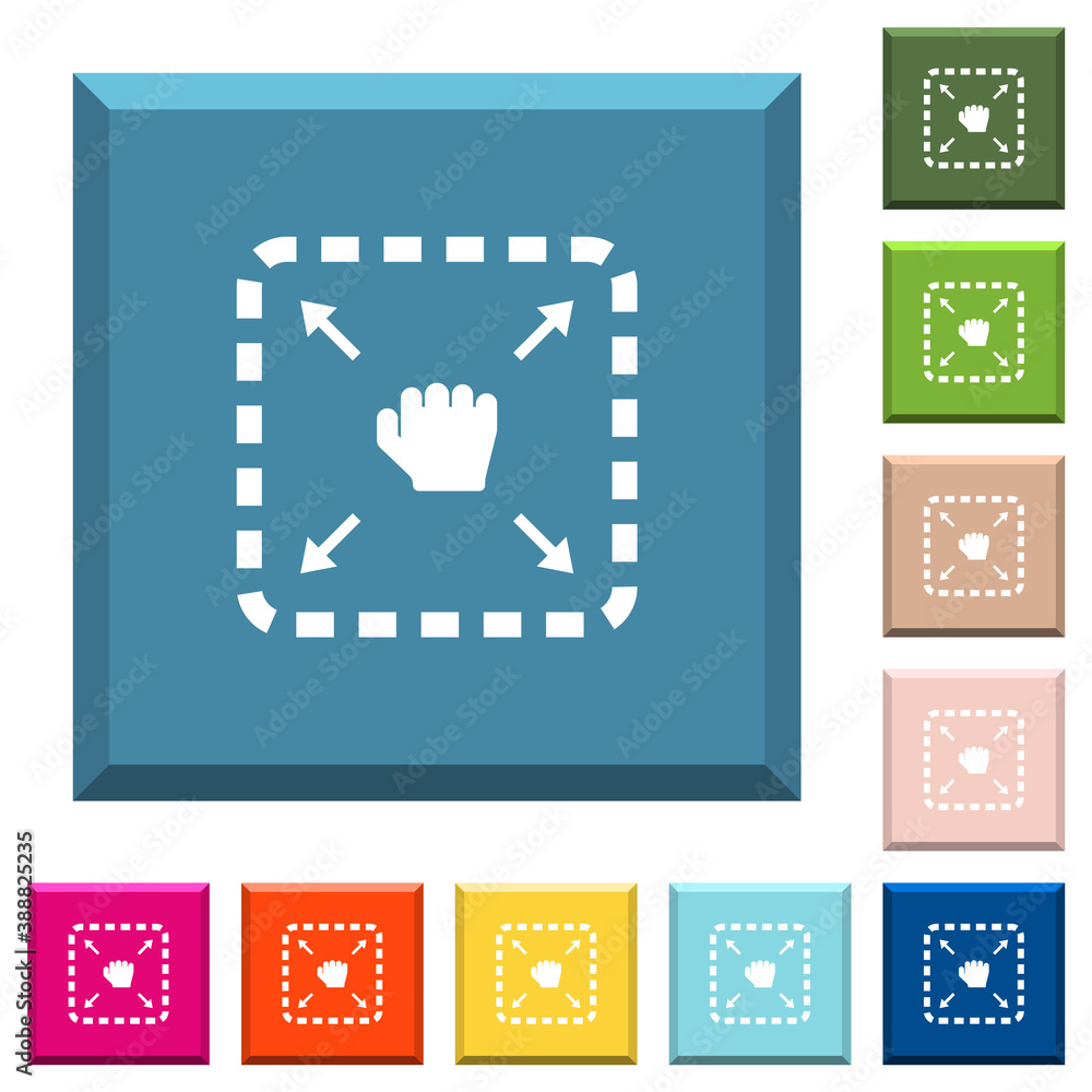 Poster drag item white icons on edged square buttons
